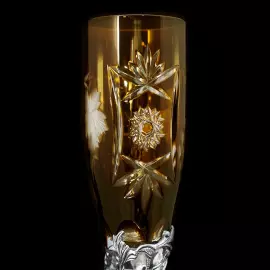 Хрустальные бокалы для вина "Адам и Ева" янтарные, на 2 персоны